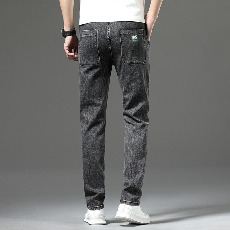 Jean droit extensible de luxe, grande taille, coupe ample, imprimé tendance, polyvalent, taille haute, en denim