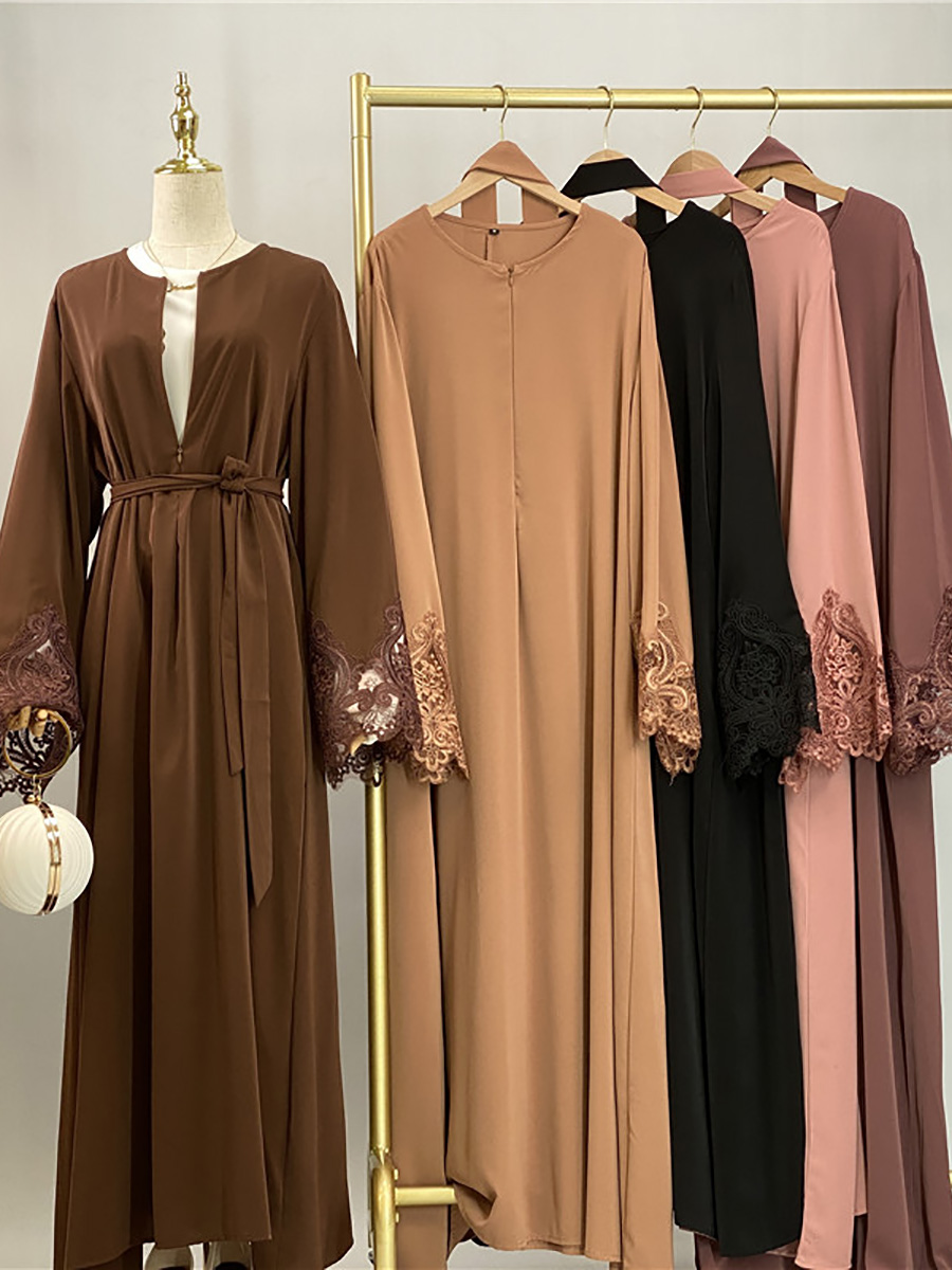 Ramadan dentelle Abaya dubaï luxe femmes musulmanes Maxi Robe Kebaya Caftan Marocain Femme Robe modeste Islam vêtements caftan Robe