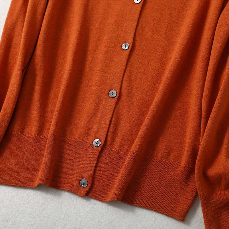 Pull cardigan en cachemire pour femme, mélange de mûrier, monochromatique, col rond, boutons vers le bas, manches longues, L, XL, média, Circ053