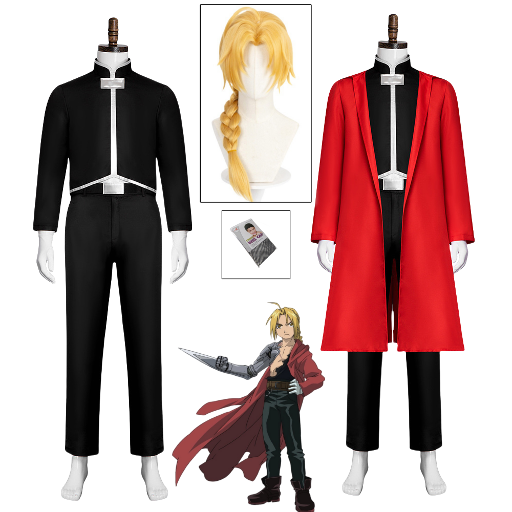 Costumes de Cosplay Anime Cos Fullmetal Alchemist Edward Elric, tenue rouge, uniforme d'halloween et de noël, Costume de Cosplay taille personnalisée