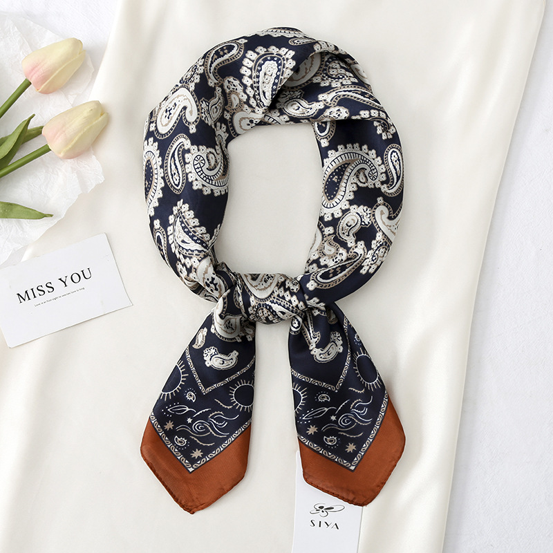 90*90 cm Paisley soie Satin cheveux écharpe femmes foulard imprimé femme carré Bandana cou Hijab dame châles foulards Sjaal