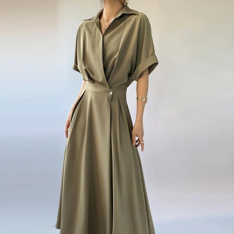 Robe longue fine et élégante pour femme, nouvelle collection été, style français haut de gamme, idéale pour le bureau, vêtements féminins