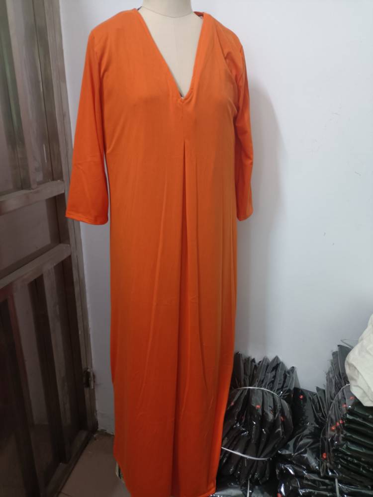 Robe longue élégante à col en V pour femmes, robe confortable à manches longues, tenue décontractée féminine, style confortable avec la mode, printemps, 03