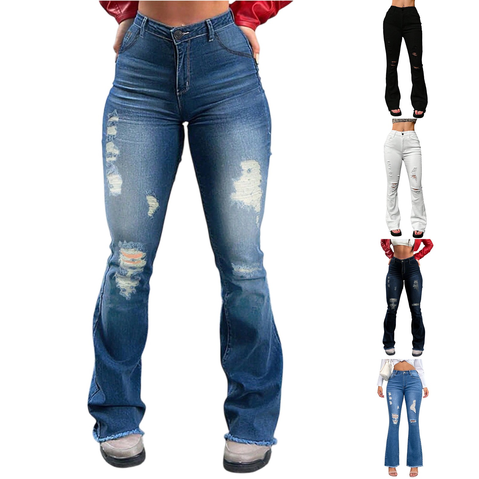 Jean femme rétro niche jean déchiré taille haute hip-lifting pantalon en jean sexy avec poche couleur unie pantalon en jean coupe ajustée