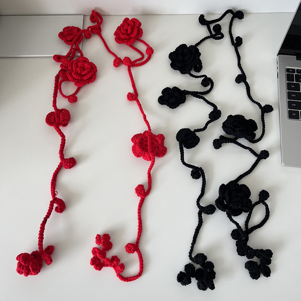 Tissé à la main Crochet fleur Rose écharpe collier pour femmes printemps été pull chaîne cou fleur foulards femme cou écharpe châles