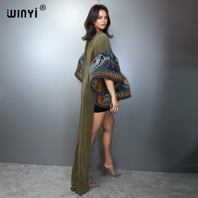 Robe plissée irrégulière WINYI pour femme, design froissé, robe ample plissée, robe de soirée maxi sexy, poncho pour femme