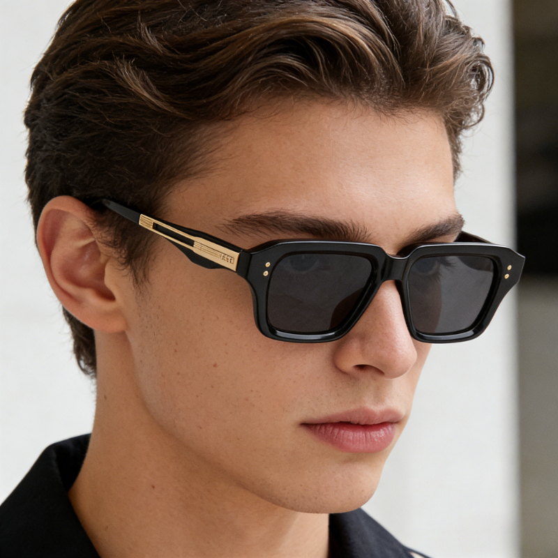 Nouvelles Lunettes de Soleil Métalliques Carrées 2026 pour Hommes – Style Rétro Tendance Urbain, Protection UV pour Voyage et Sports de Plein Air