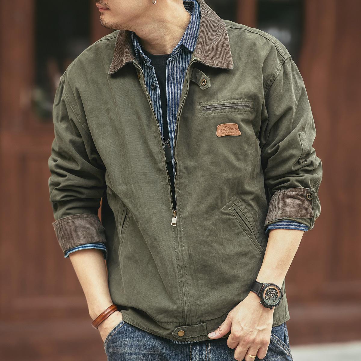 American RapRetro-Veste d'outillage à manches longues pour hommes, manteau d'automne pour hommes, chemise d'extérieur décontractée pour la chasse Tough Guy