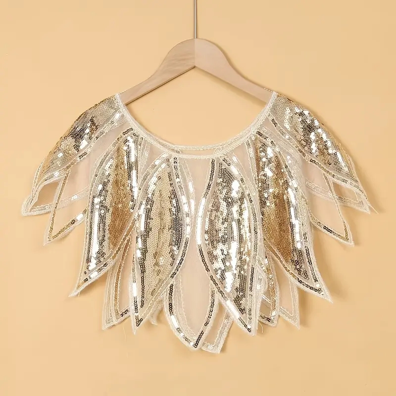 Châle d'élasticité brodé géométrique Vintage, vague volante, paillettes perlées pour femmes, fête formelle, mariage, nuit Harlem