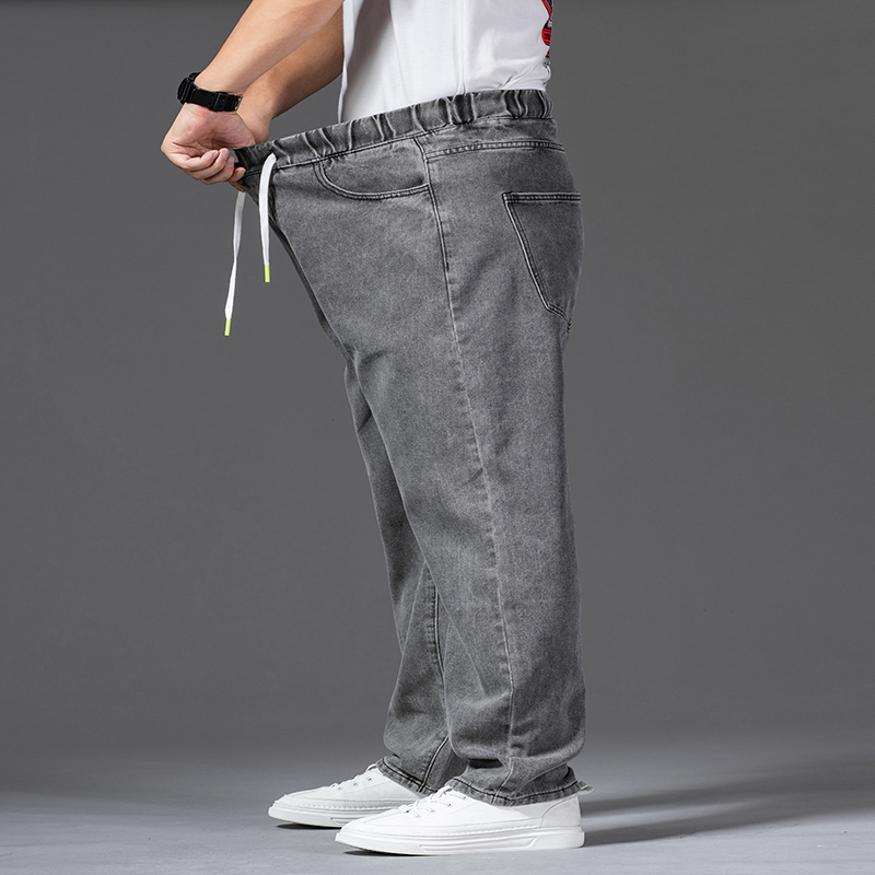 Jean ample pour hommes, grande taille 42 44 46, vêtements d'affaires, droit, mode, taille élastique, pantalon en Denim surdimensionné décontracté