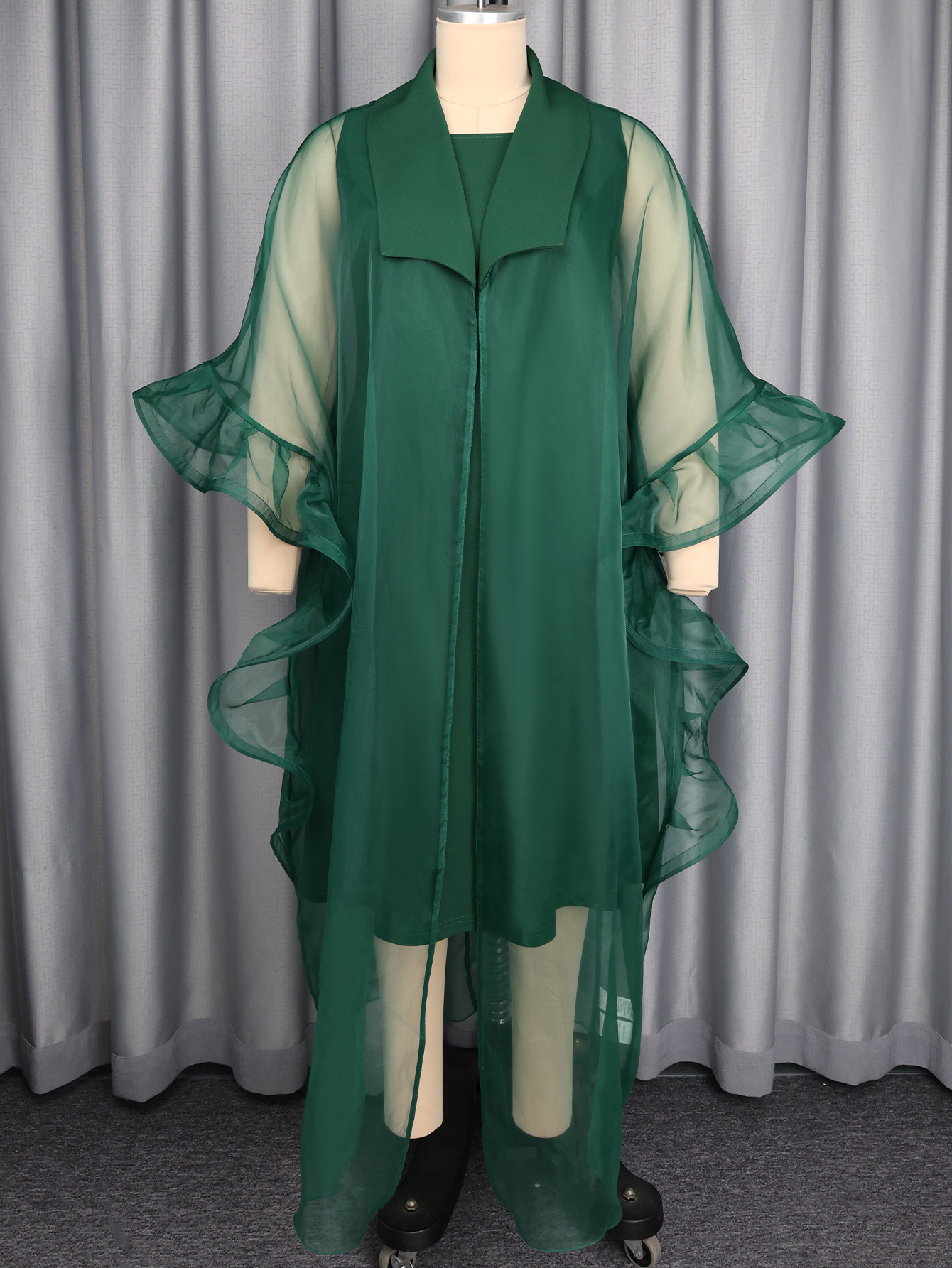 Ensemble deux pièces pour femmes africaines, avec robe intérieure sans manches à col rond et cache-maillot transparent à revers, pour invitées de mariage, cérémonies religieuses, fêtes et festivals