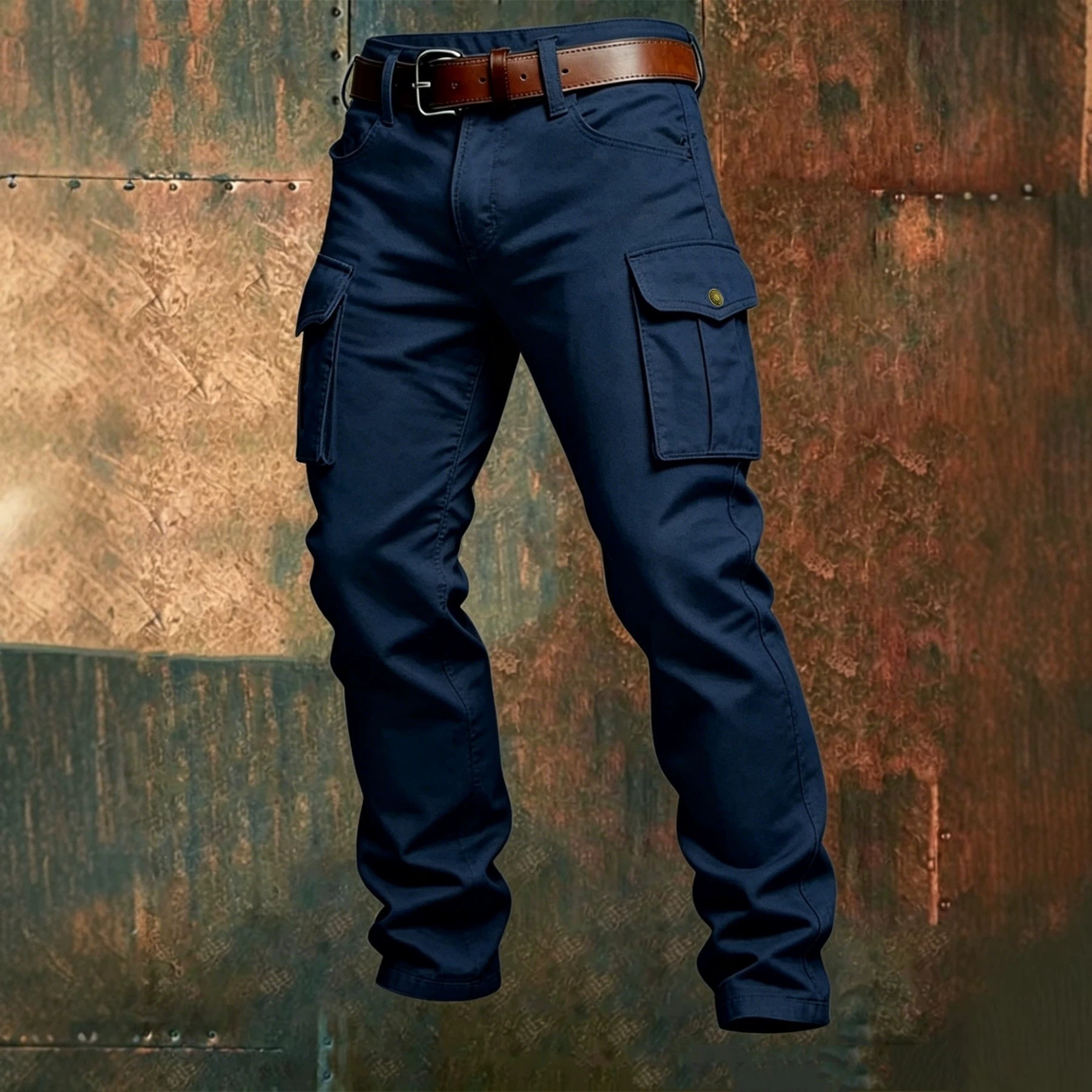 Nouveau pantalon cargo pour homme, coupe ample et droite, gris uni, polyvalent, pour le travail, joggers noirs, en coton, décontracté