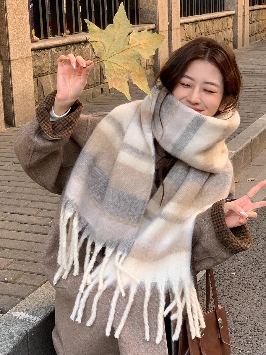 Écharpe d'hiver pour femmes cachemire chaud Plaid Pashmina foulards couverture enveloppes femme épais doux Bufanda gland châle Long Poncho
