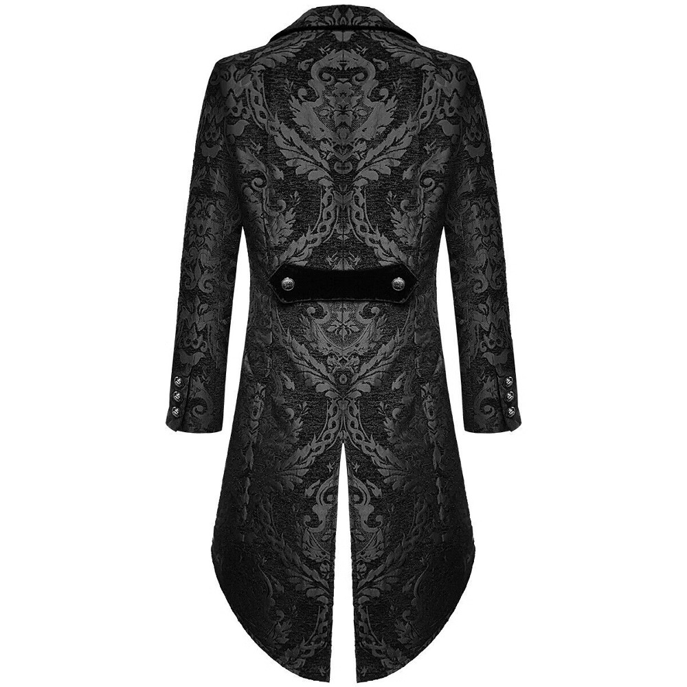 À la mode noir or couleurs mi-long hommes gothique Steampunk Style Tailcoat veste tissé brocart mariage Style gothique manteaux