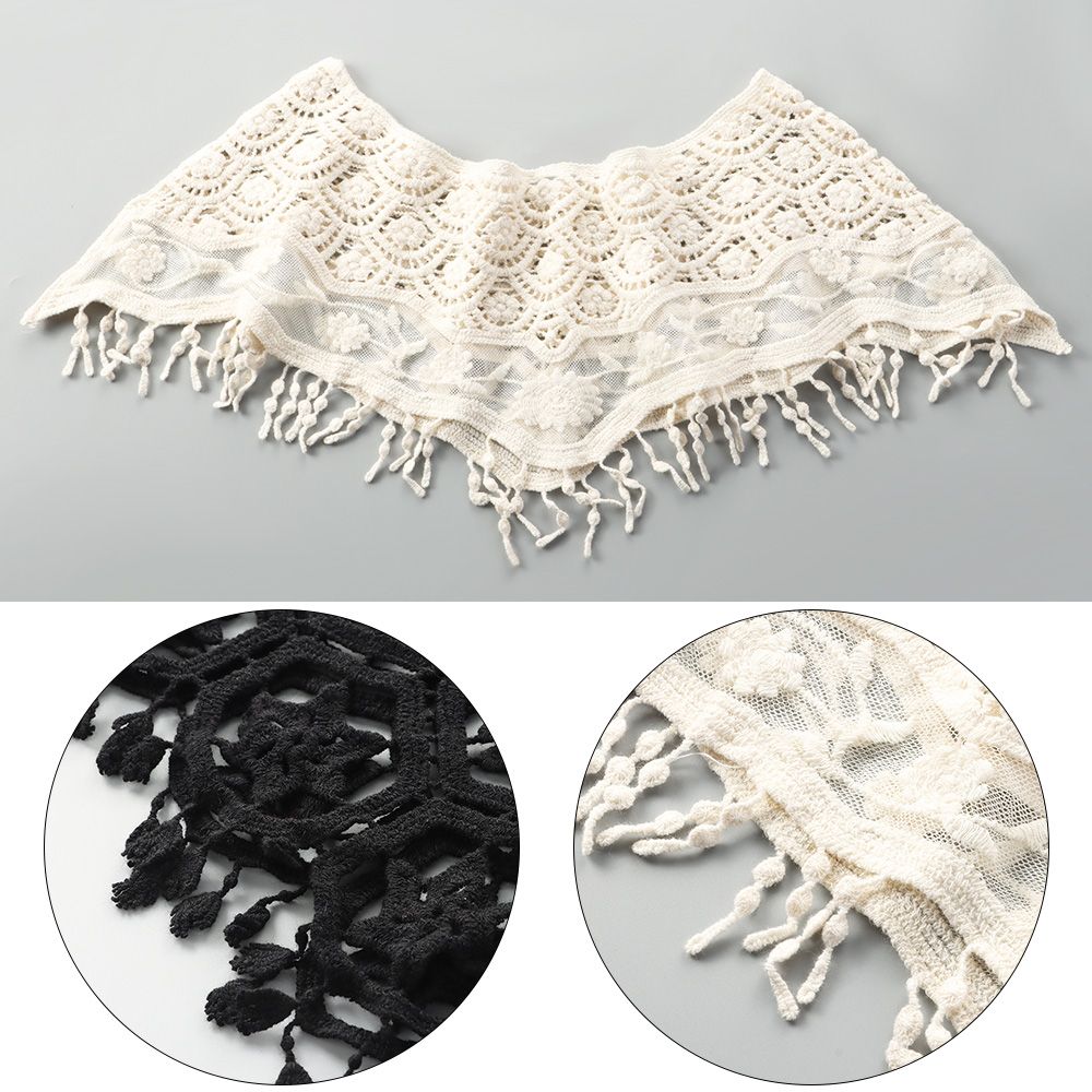 Écharpe en dentelle à pampilles pour femmes, écharpe hijab évidée, châle élégant pour dames, poncho, foulard, mode, printemps, été, 1 pièce