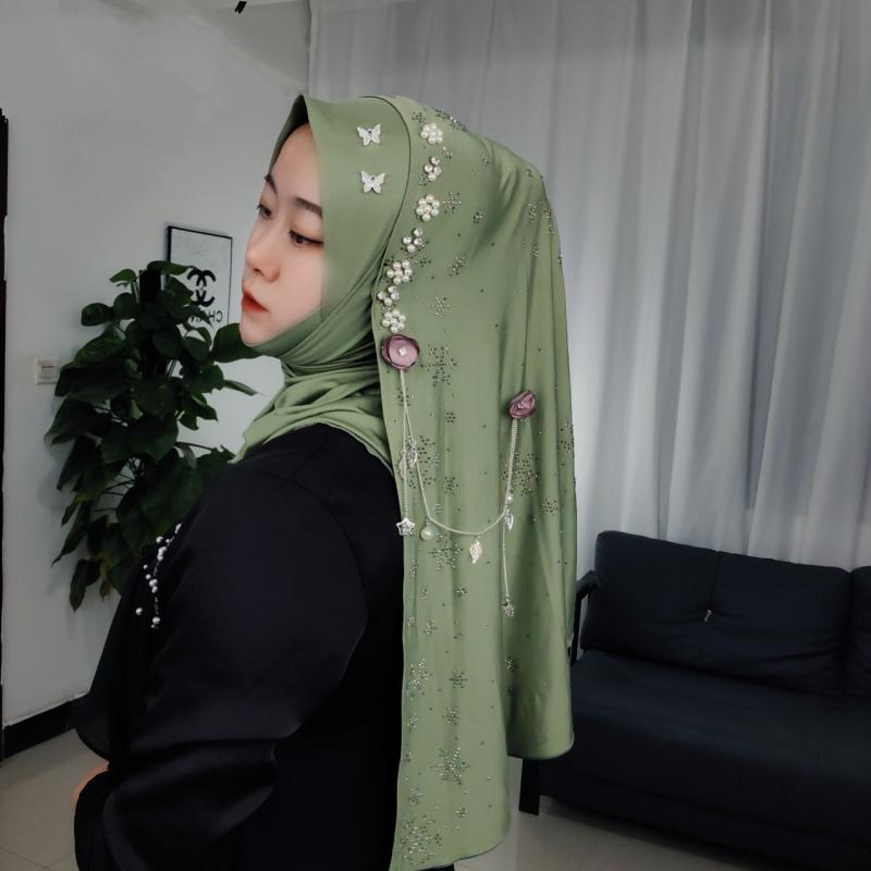 Ramadan femmes écharpe perles musulmanes Hijabs longue écharpe arabe glands châle mode Wrap Turban fête foulard