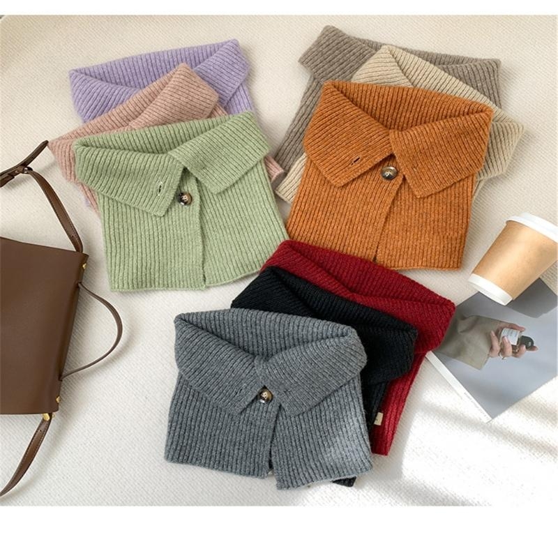 Câble tricot Snoods écharpe bouton tricoté écharpe filles automne hiver vêtements chauds châle à écharpe H7EF