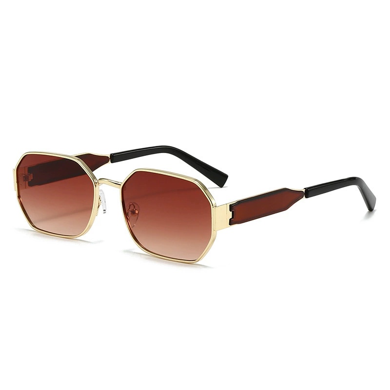 Lunettes de soleil rectangulaires en métal rétro pour hommes et femmes, lunettes de soleil populaires, lunettes noires, mode vintage, nouveau design