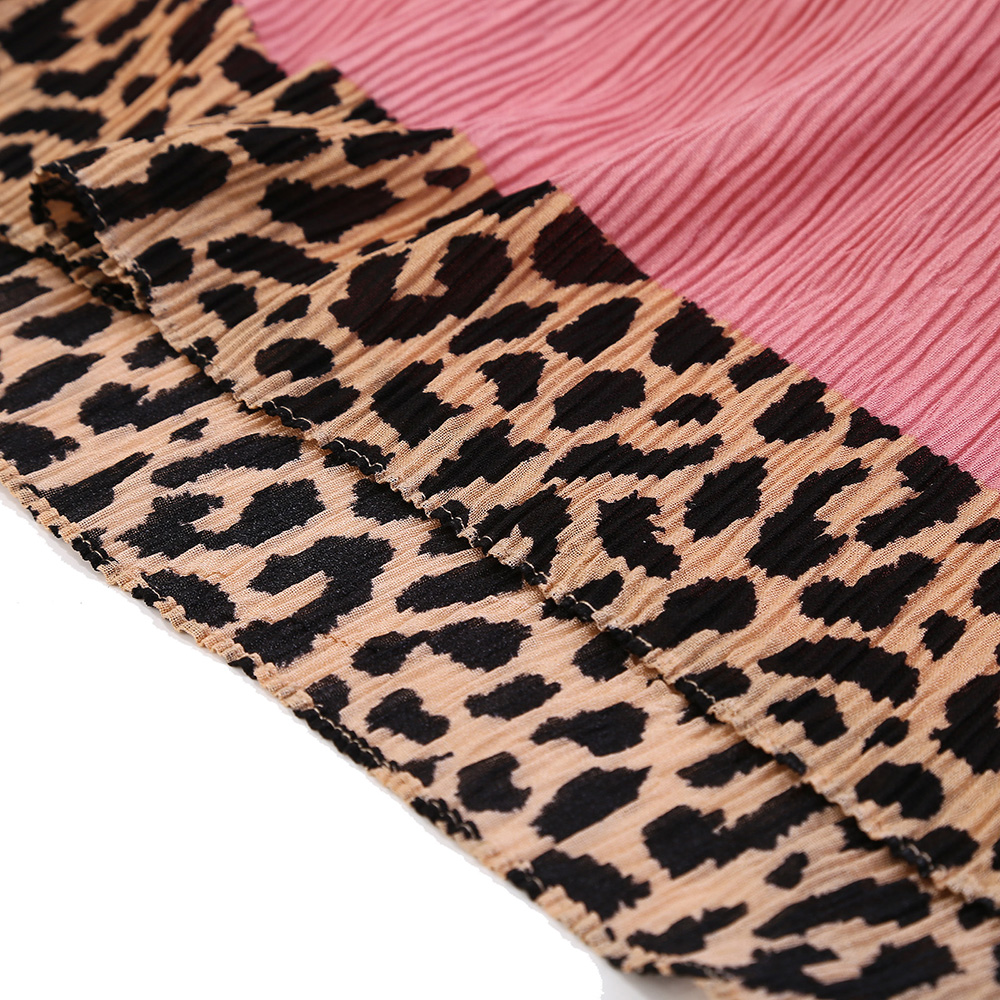 Nouveau Foulard en coton plissé imprimé léopard Hijab islamique solide Foulard froissé Hijab Foulard Femme Musulman Wrap