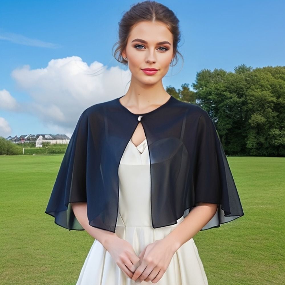Capelet en mousseline transparente tendance, design léger, style élégant, pour robes de soirée, cape de mariage, cérémonie de mariage