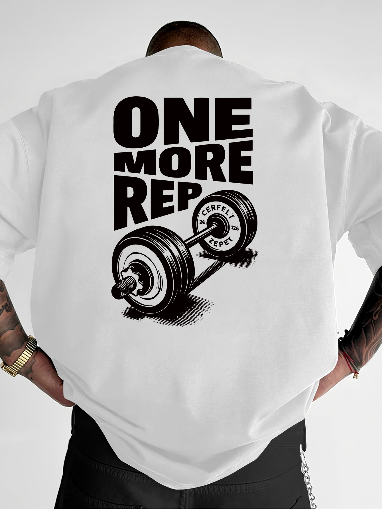 T-shirt Homme Vintage Amusant pour la Gym et l'Entraînement ONE MORE REP Musculation Streetwear Femme T-shirts Oversize Manches Courtes Coupe Ample
