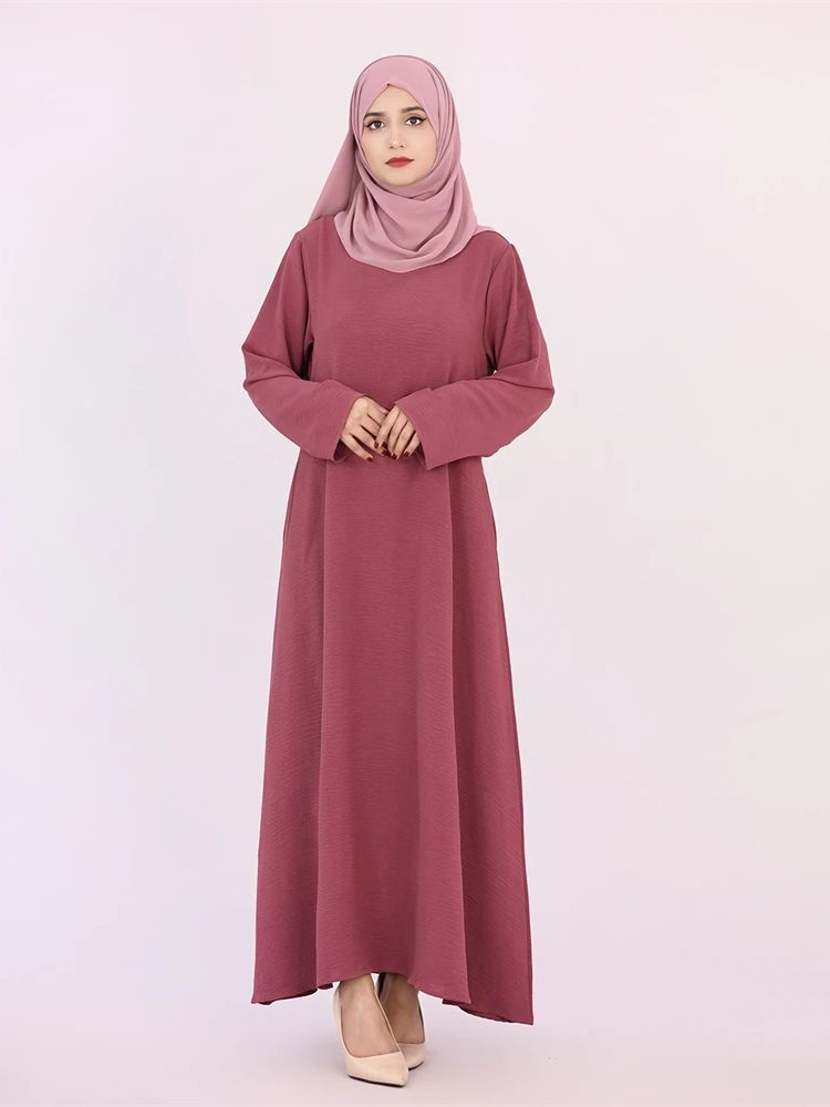 Robe de prière musulmane en lin pour femmes, Kebaya, Kebaya, Islam, Modeste, Monochromatique, Ramadan, Eid, Dubaï, Turquie, Kaftan