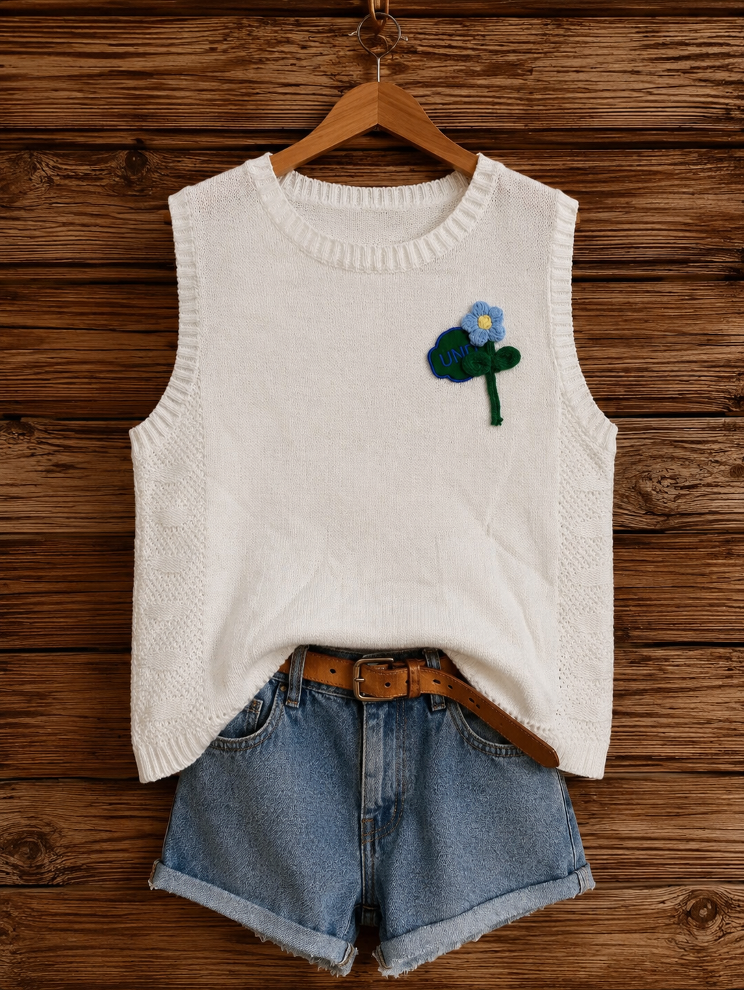 Gilet en tricot pour femme, simple et tendance, décontracté, polyvalent, style streetwear, motif floral mignon.