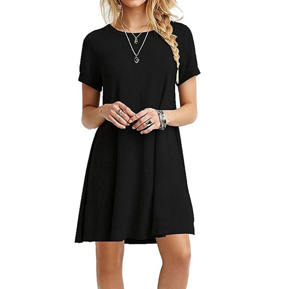 Mini robe bohème brodée personnalisée pour femmes, robes de plage Boho décontractées, robe de soirée à col rond, mini robe d'été à manches courtes