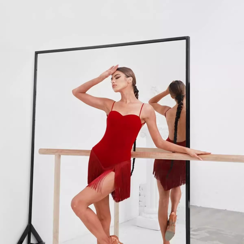 Grande taille sexy danse latine performance robe rouge femmes printemps et été nouvelle robe de danse de bal tango vêtements danse d robe