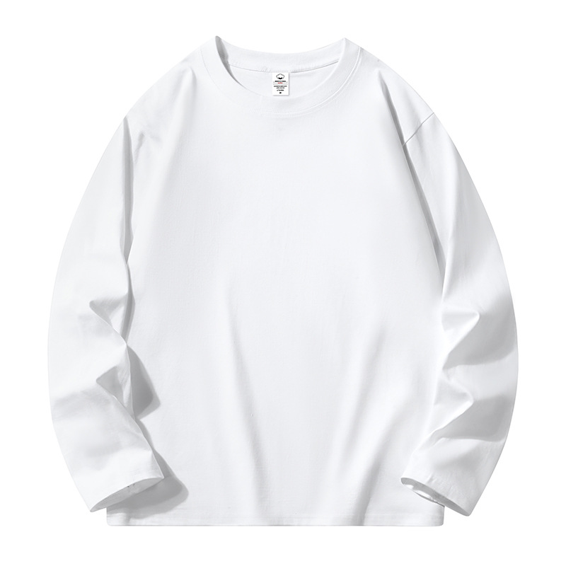 T-shirt à manches longues 100 % coton pour homme, col rond, coupe ample, décontracté, tendance, printemps-automne