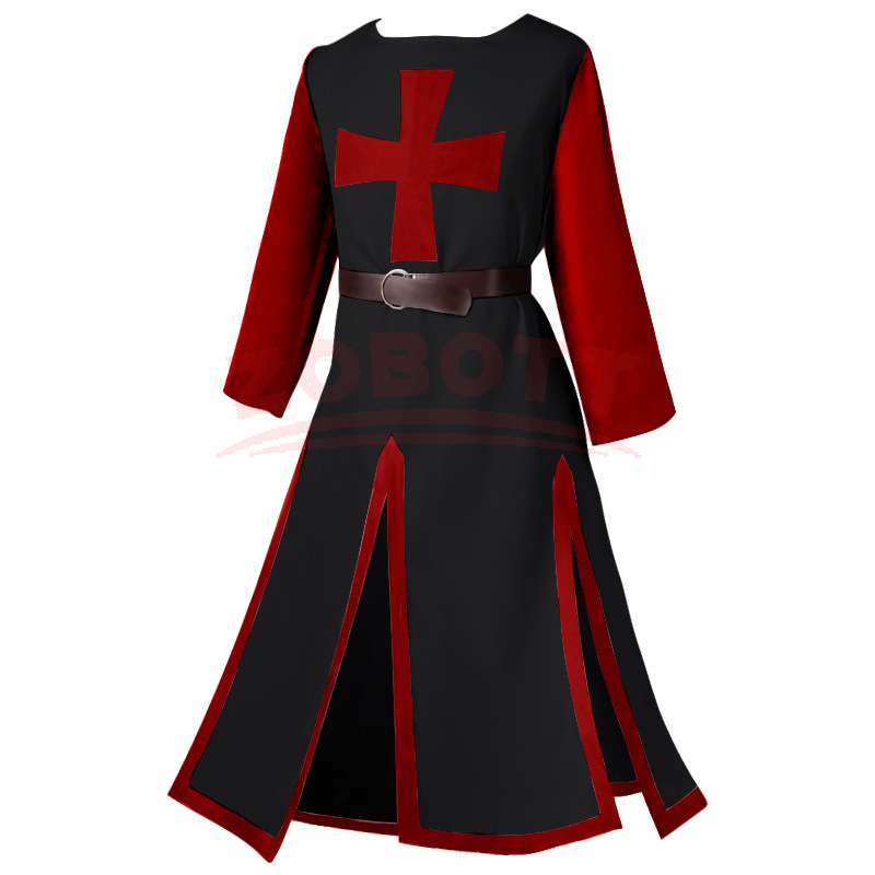 Ensemble de surchemise de chevalier templier médiéval pour homme, tunique de guerrier de la Renaissance avec ceinture, tenue de cosplay d'Halloween