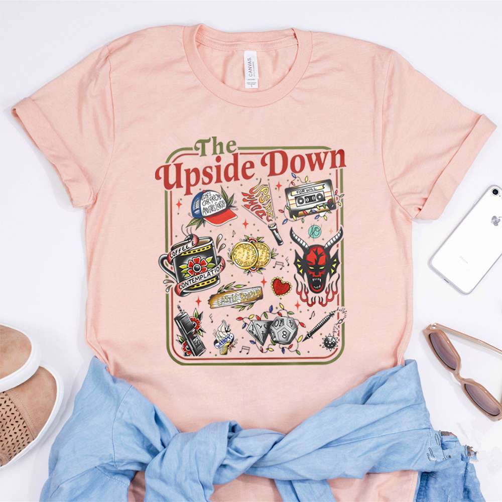 Le T-shirt à l'envers drôle femmes hommes Hawkins Clipart graphique T-shirt étranger ST5 inspiré Demogorgon chemises à la mode gothique hauts