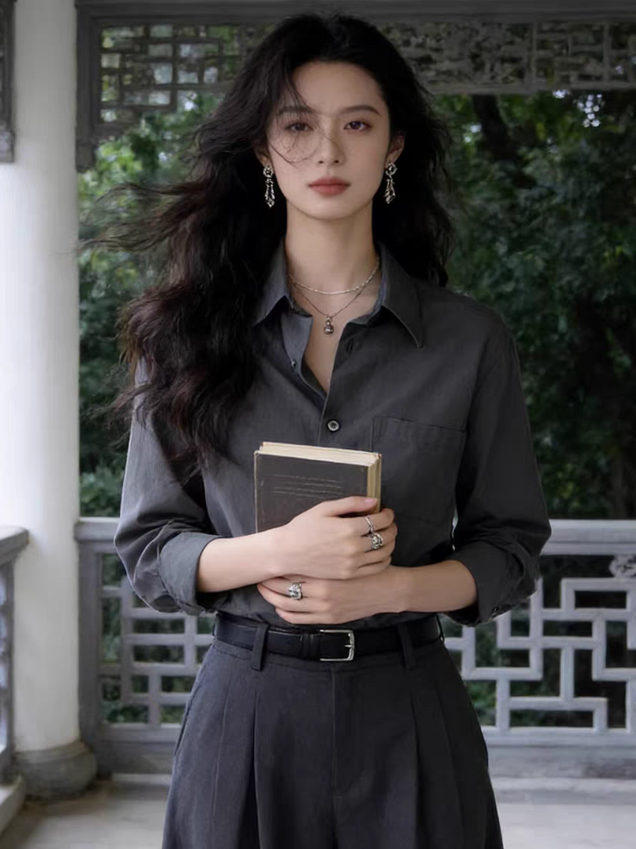Chemise à manches longues pour femmes, chemisier boutonné de couleur unie, Style coréen, chemises de bureau pour dames, vêtements de printemps et d'été pour femmes