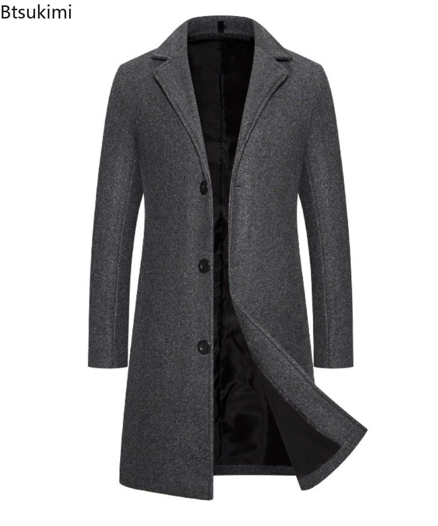 Manteaux en laine pour hommes, mode simple boutonnage, Business décontracté, Slim, coupe-vent, nouveaux vêtements pour hommes, pardessus, automne hiver 2026