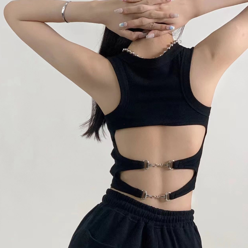 Débardeur de sport pour femmes, avec coussinet de soutien-gorge, haut court décontracté, dos nu, Camisole de course en tricot pour femmes, Streetwear Y2K, nouvelle collection