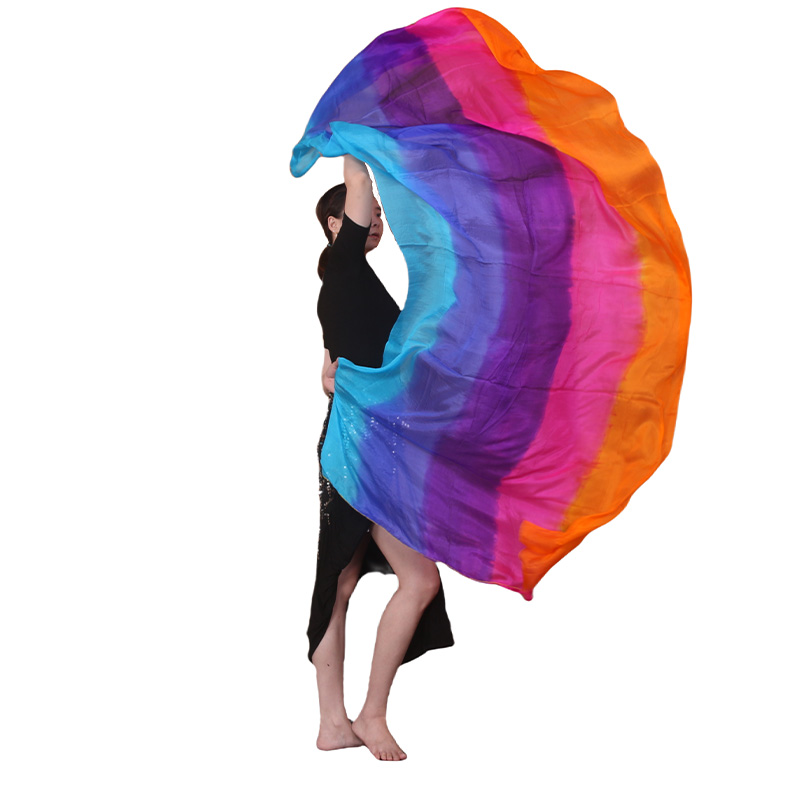 Voile de danse orientale en soie dégradé, châles en soie pour femmes, écharpe dégradée de 200cm, 250cm, 270cm pour performance de danse