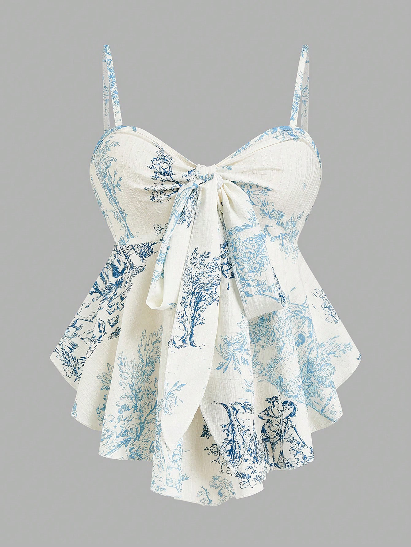 Haut élégant pour femme, en tissu imprimé rayé, avec nœud au col et taille nouée à l'avant, camisole sans manches ajustée. Polyvalent pour le printemps et l'été