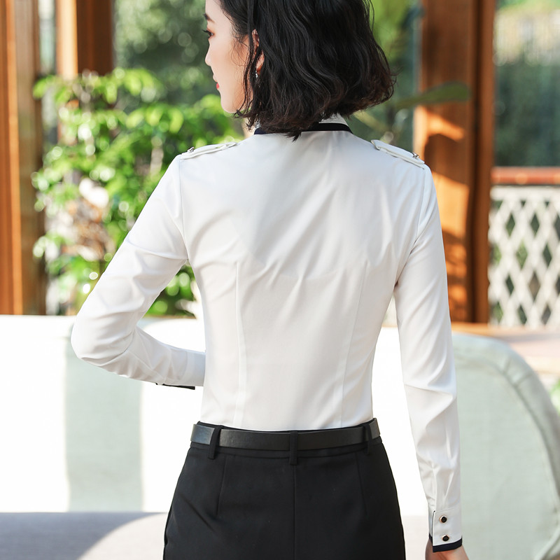 Naviu-Chemisier à manches longues en mousseline de soie pour femme, chemise avec nœud, vêtements de bureau, mode printemps et automne