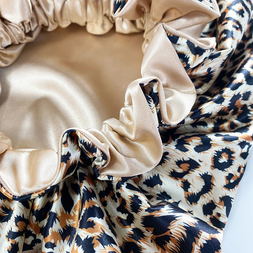 Bonnet en Satin élastique à large bord, chapeau pour cheveux longs, chapeaux de couchage, boucles réversibles, pour femmes et hommes, accessoire pour cheveux