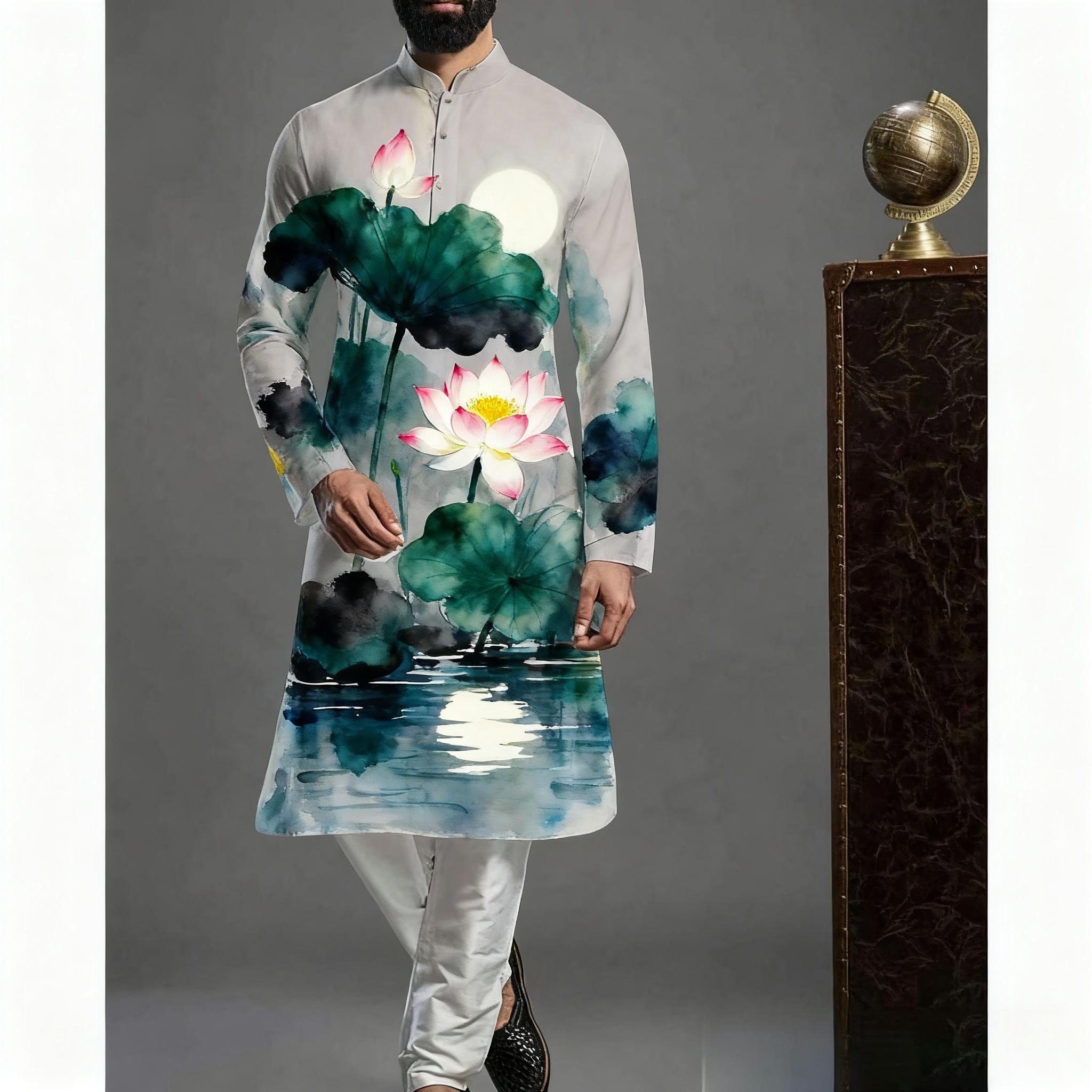 Chemises musulmanes pour hommes, col en Patchwork, manches longues, Vintage, vêtements islamiques, arabes, décontractés, 2026 ﻿