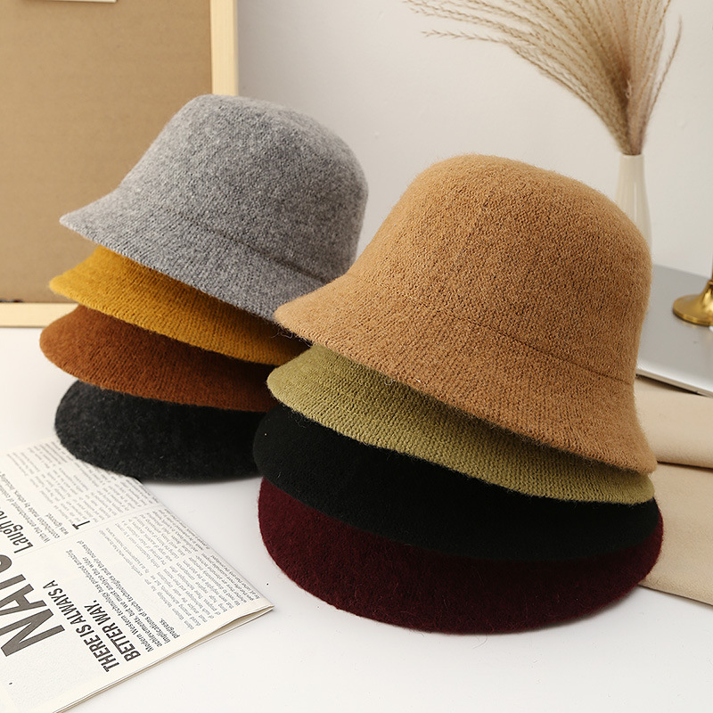 Chapeaux seau chauds en laine pour femmes, casquettes d'hiver solides pour garder au chaud, casquette de pêcheur rétro de haute qualité
