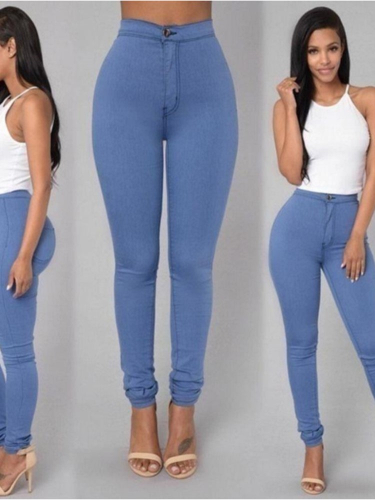 Couleur unie jean moulant Femme blanc noir taille haute rendu jean Vintage Sexy pantalons longs Femme décontracté crayon pantalon Denim jean