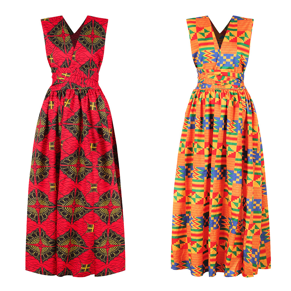 Robe Africaine Longue et Décontractée pour Femme, Tenue de Soirée, Vintage, à la Mode, Imprimée dans le Dos