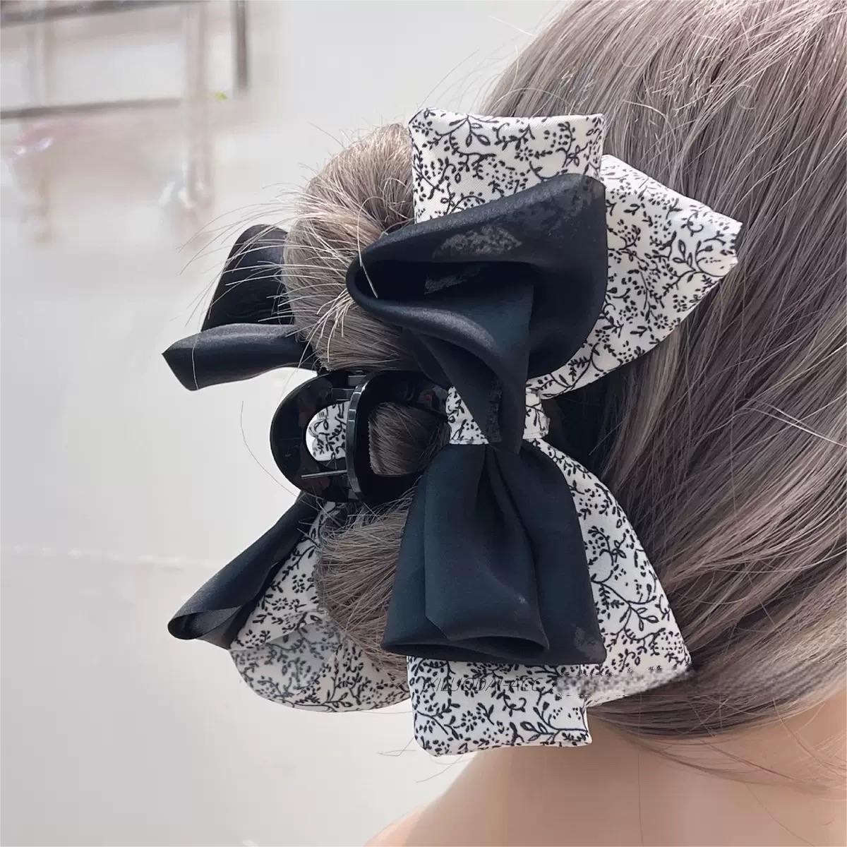 Accessoires de cheveux à Clip pour femmes, nœud Floral en Satin d'épissure Simple de haute qualité, à la mode