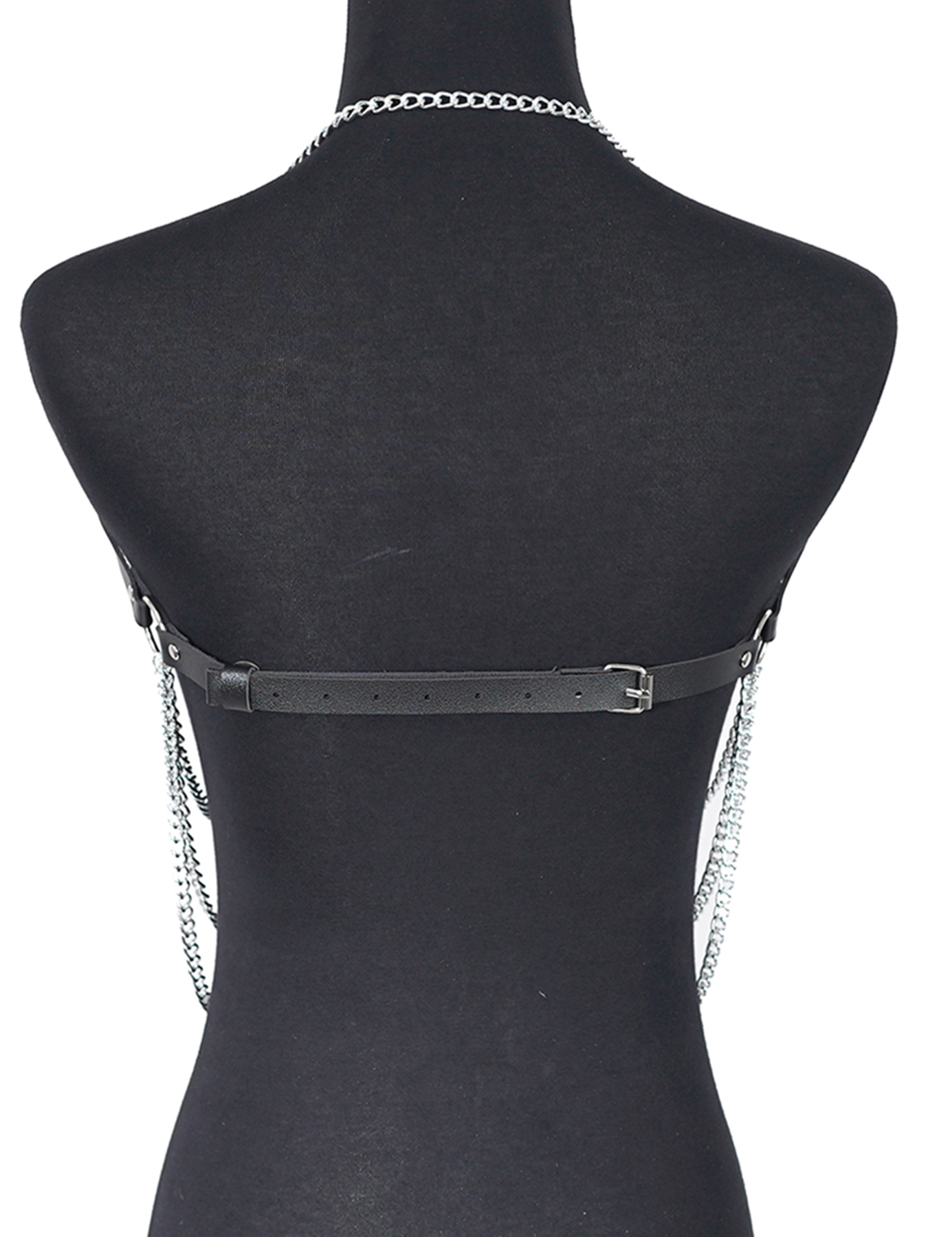 harnais femme porte jartelle harnais femme ceinture harnais cuir Chaîne de corps en cuir punk pour femmes – Soutien-gorge harnais réglable avec chaînes en métal argenté, lingerie gothique Festival Rave, bijou à la mode