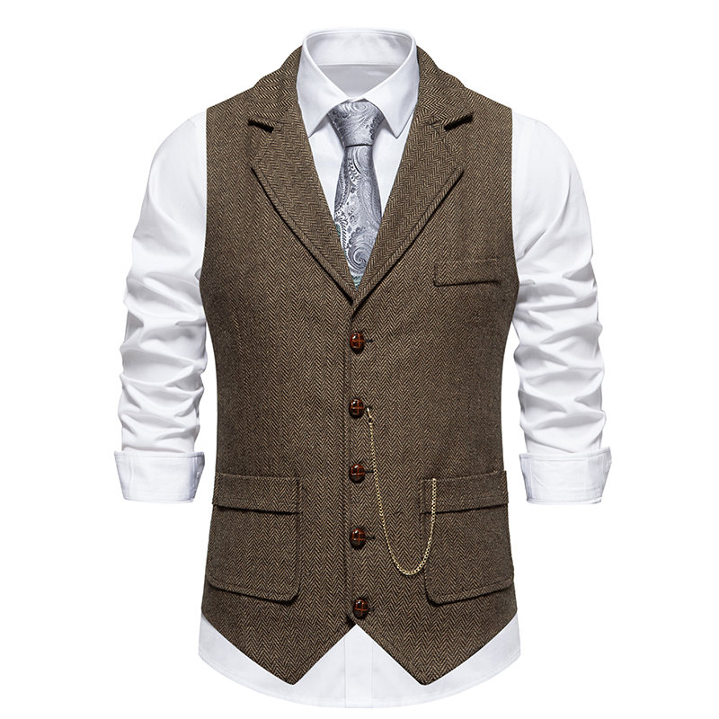 Gilet en Glace Trempée pour Homme, Poches à Col Rabattu, Style Anglais, Décontracté, Vintage, Intelligent, Gentleman, Loisirs, ix