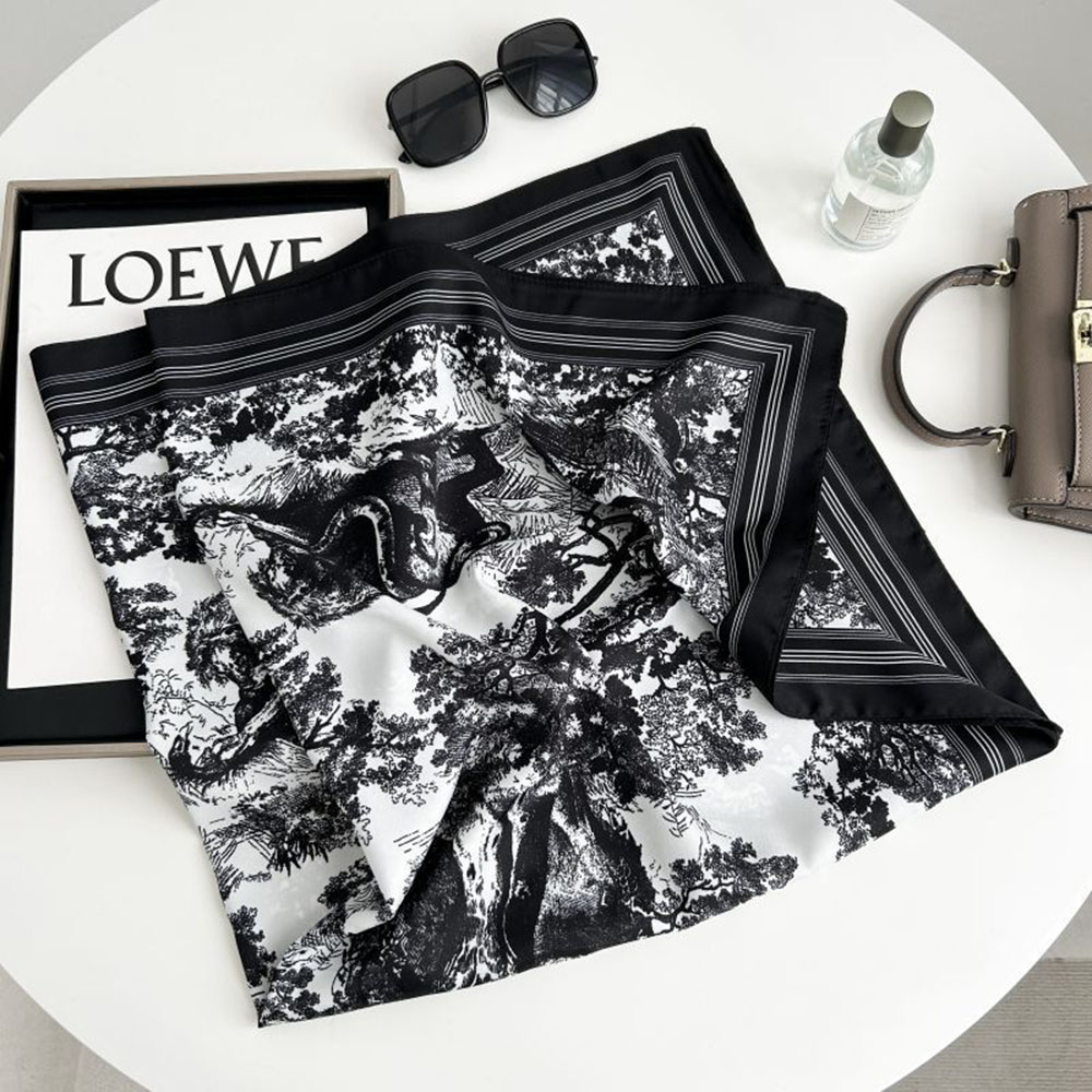 Foulards en soie imprimés pour femmes, 90x90cm, Hijab à tête carrée, marque de luxe, châle, Bandana, silencieux, activités de plein air