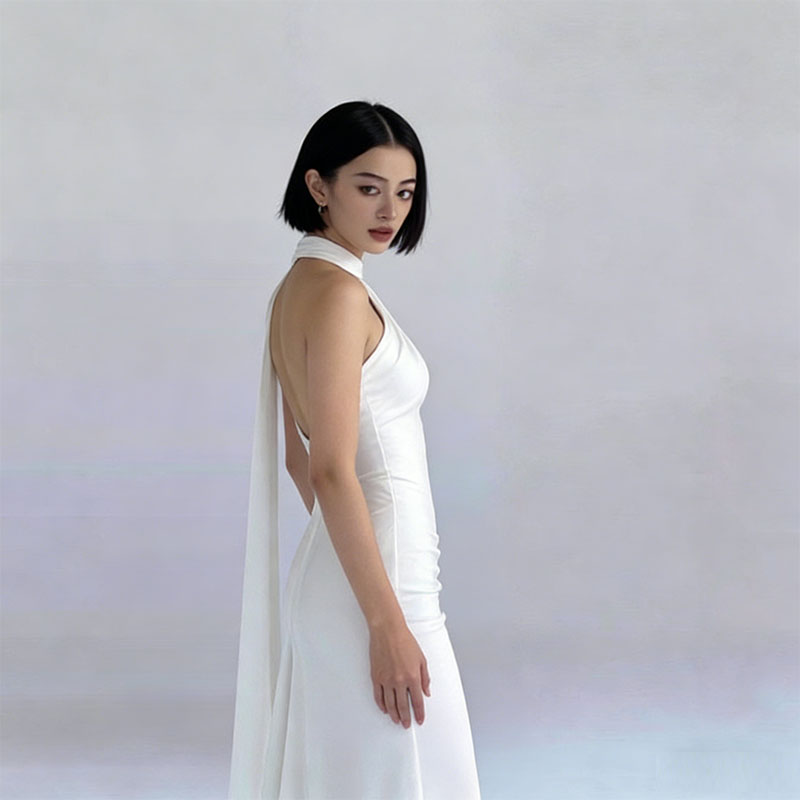Robe de soirée sexy à épaules dénudées avec ruban, nouvelle collection printemps, couleur unie, taille haute, amincissante, pour banquets et soirées, élégante pour femme