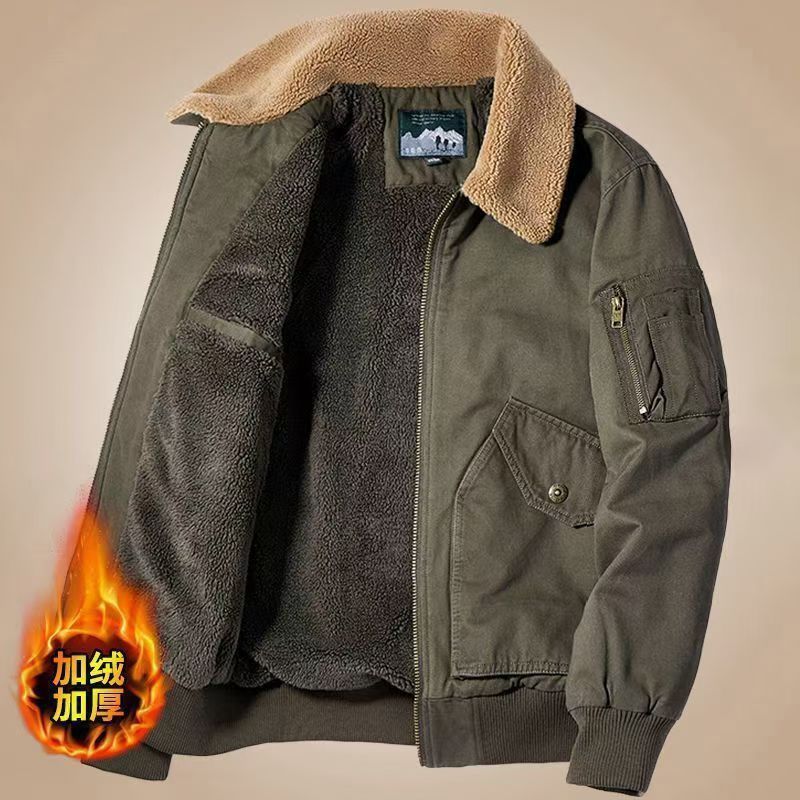 Veste Cargo d'hiver pour hommes, vestes en cachemire d'agneau de haute qualité, manteau chaud épais, vestes décontractées à la mode, vêtements polaires pour hommes