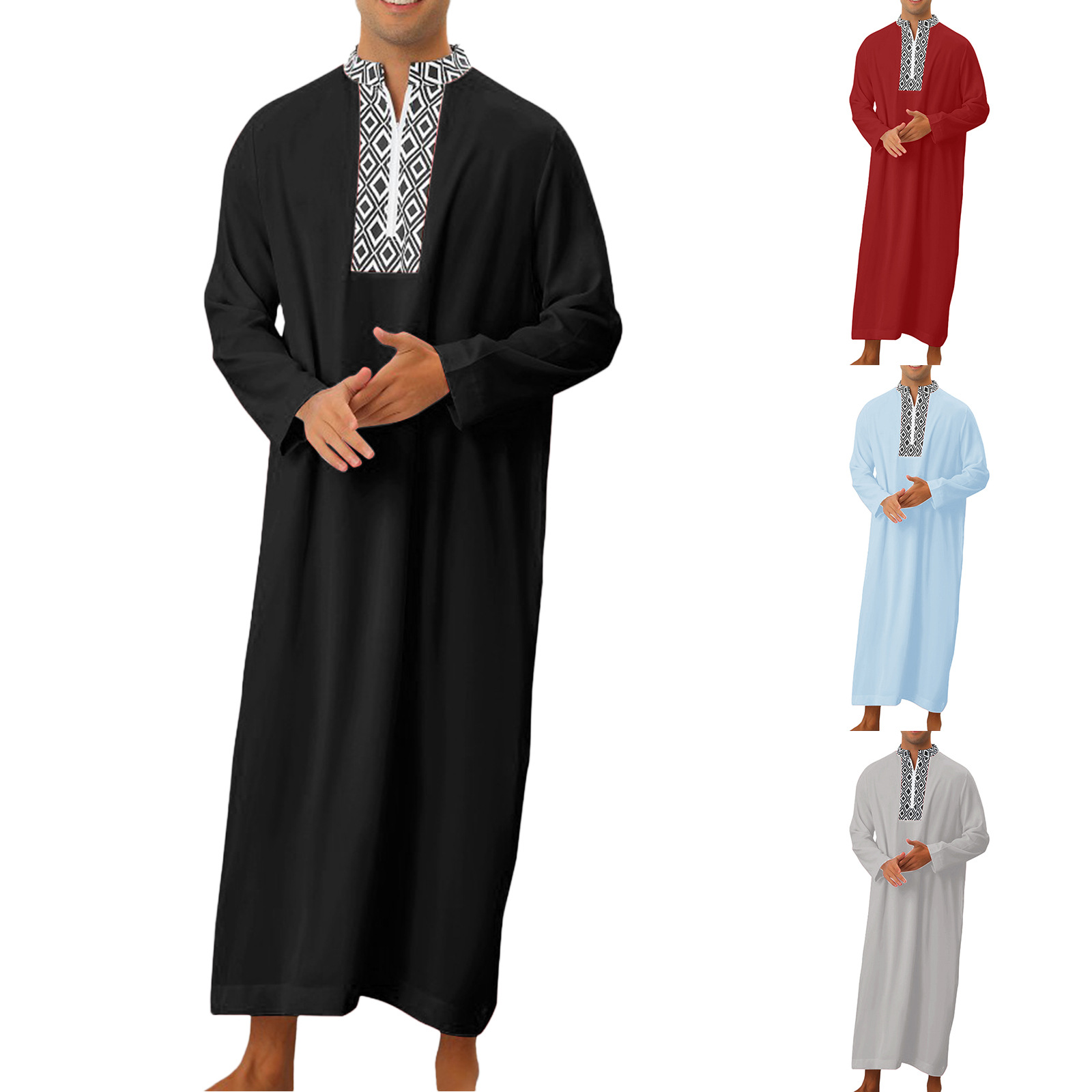 Hommes Eid longue Robe Jubba Thobe Abaya Dishdasha saoudien musulman Islam Caftan Abayas fermeture éclair dubaï caftan prière Ramadan maroc